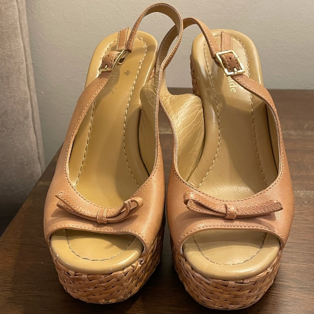 Kate Spade tan wedges